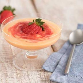 Papaya Cream And Strawberry Syrup